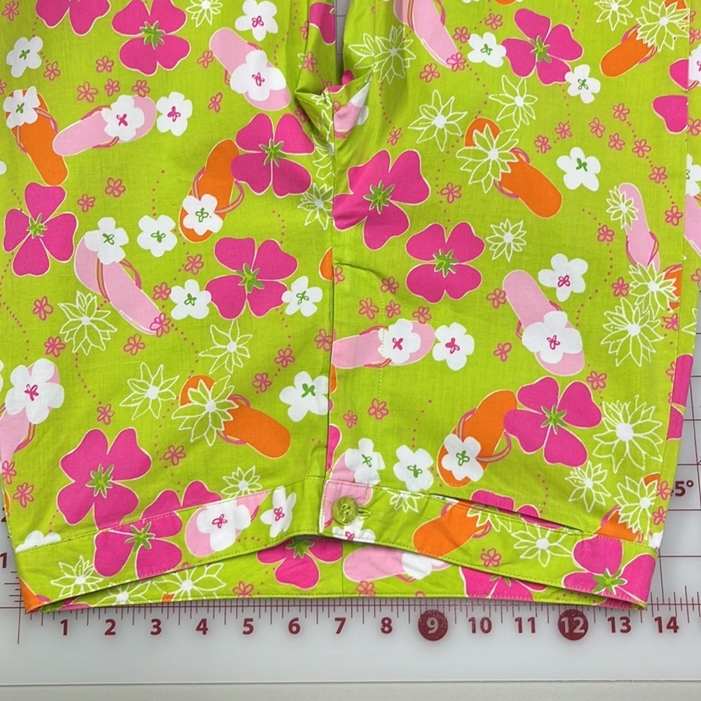 LILLY PULITZER Vintage Gidget Preppy Retro Pink/Green Flip Flop Floral Capri 2 - Picture 12 of 13